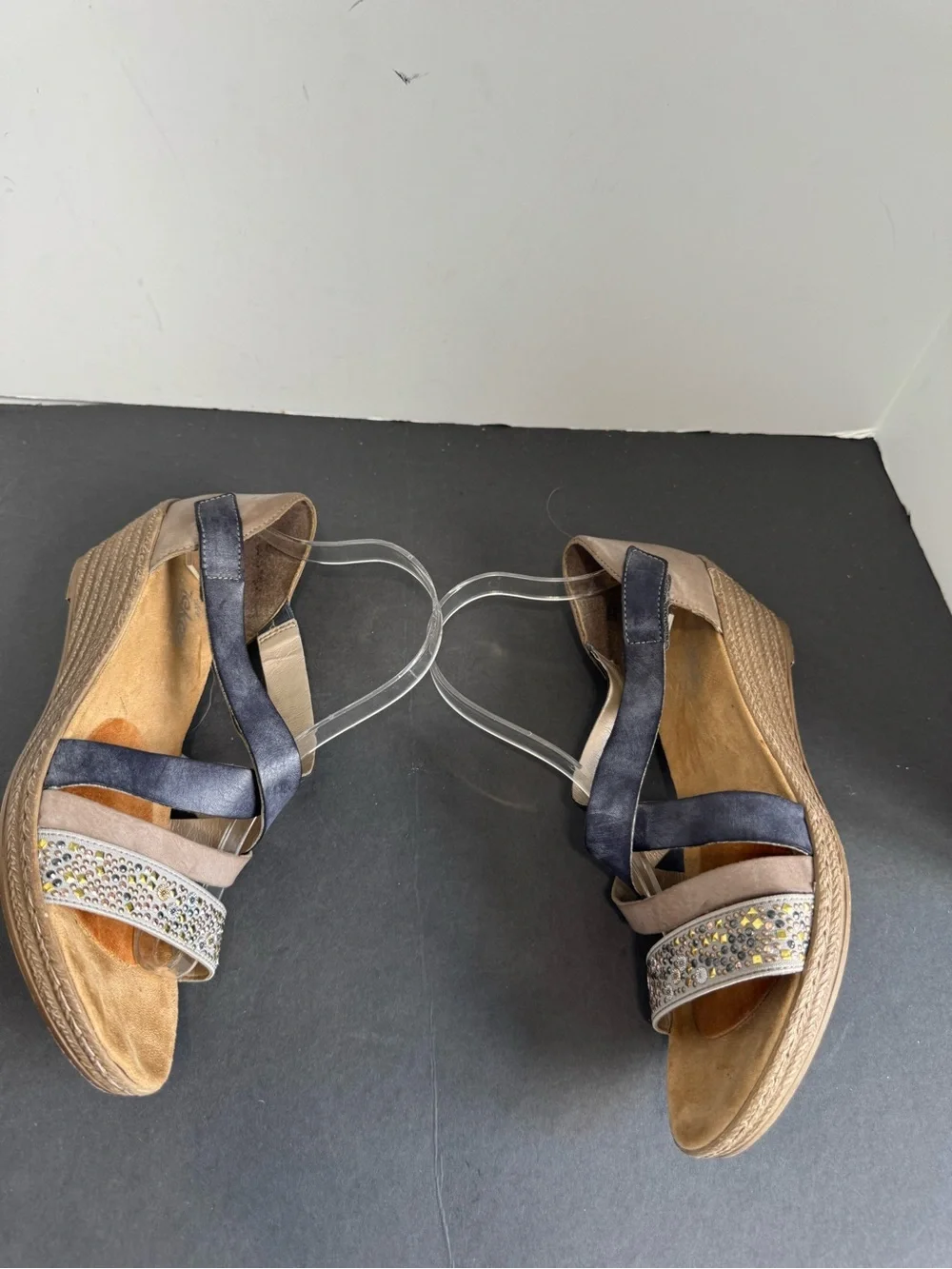 Rieker 62405-42 wedge leather Women's Embellished Strappy Wedge Sandals. EU 4